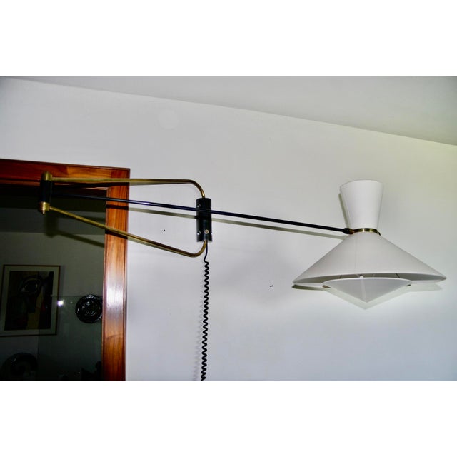 Metal Large Double-Arm Wall Sconce by Robert Mathieu, France, 1950 For Sale - Image 7 of 13