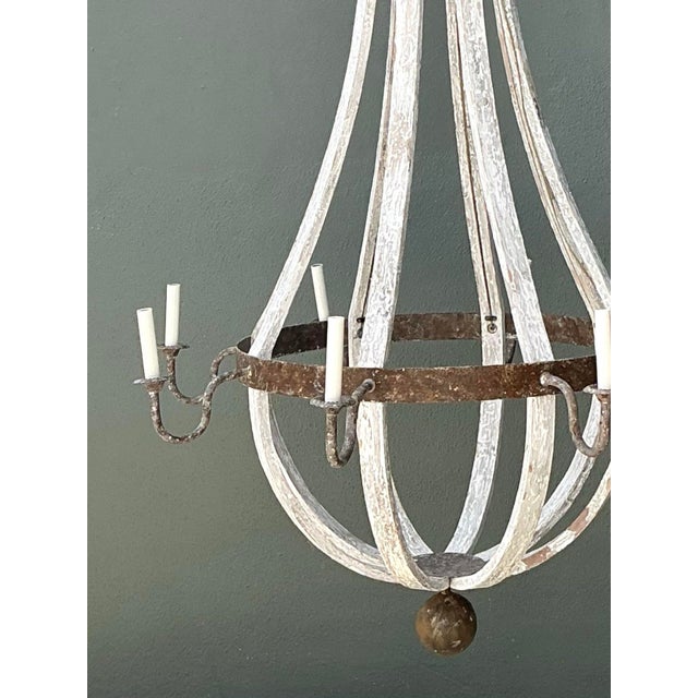 Vintage Rustic Wood and Metal Chandelier For Sale - Image 12 of 12