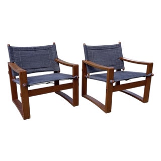 Borge Jensen for Bernstorffsminde Møbelfabrik Teak Safari Chairs - A Pair For Sale
