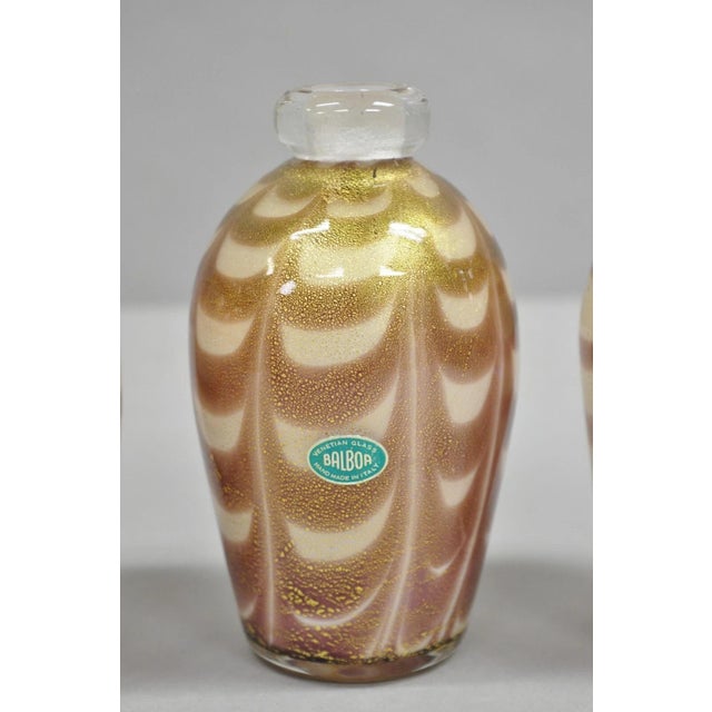 Mid 20th Century Balboa Barovier Toso Handblown Murano Glass Pink Gold Decanter Bud Vase For Sale - Image 4 of 11