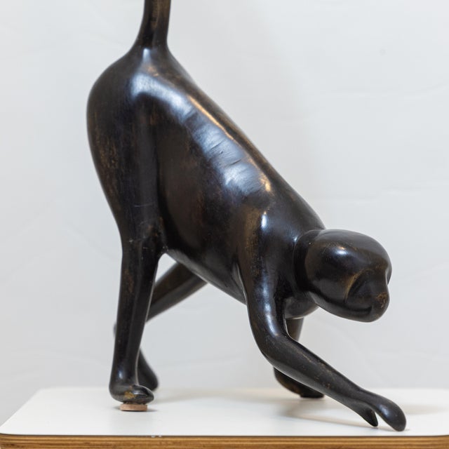 Vintage Large Modernist Cast Bronze Spider Monkey Sculpture, 27.5” H For Sale - Image 9 of 11