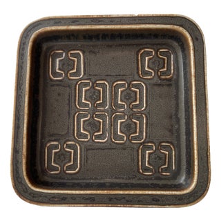 Cubist Glazed Stoneware Dish by Valdemar Petersen for Bing & Grondahl, 1960s For Sale