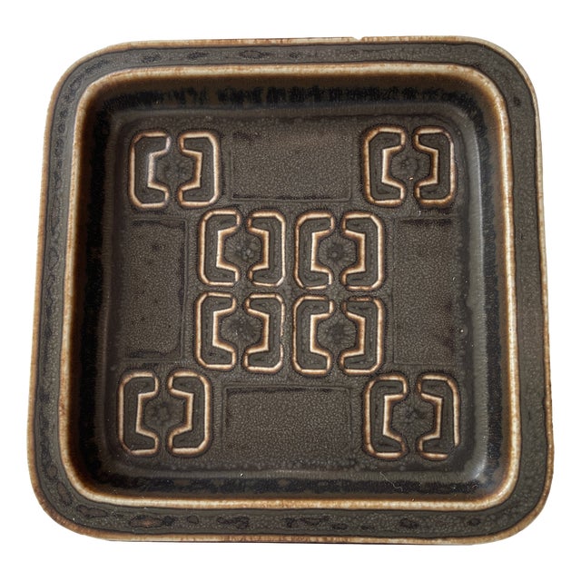 Cubist Glazed Stoneware Dish by Valdemar Petersen for Bing & Grondahl, 1960s For Sale