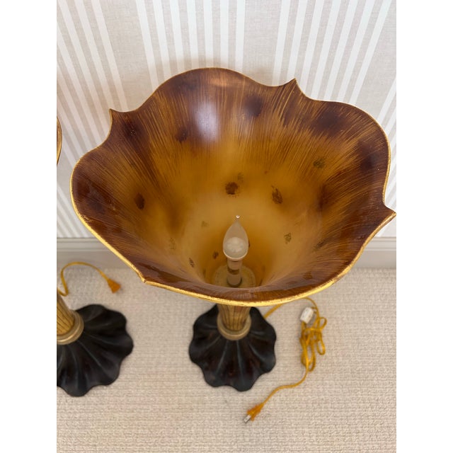 Mid 20th Century Mid 20th Century Art Nouveau-Style Torchiere Table Lamps - A Pair For Sale - Image 5 of 10