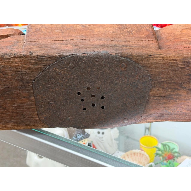 Antique Primitive Hand-Carved Wooden Mortar & Pestle, 15” For Sale - Image 11 of 11