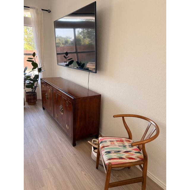 1970s Henredon Chinoiserie Walnut & Brass Credenza For Sale - Image 9 of 12