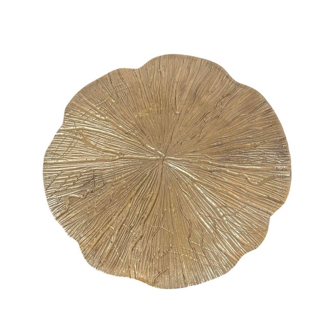 Metal Pair of Vintage Hollywood Regency Cast Metal Organic Tree Slice Style Side Tables For Sale - Image 7 of 12