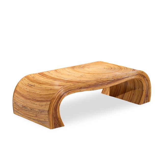 Gabriella Crespi Style Mid Century Pencil Reed Rattan Coffee Table For Sale In Chicago - Image 6 of 9