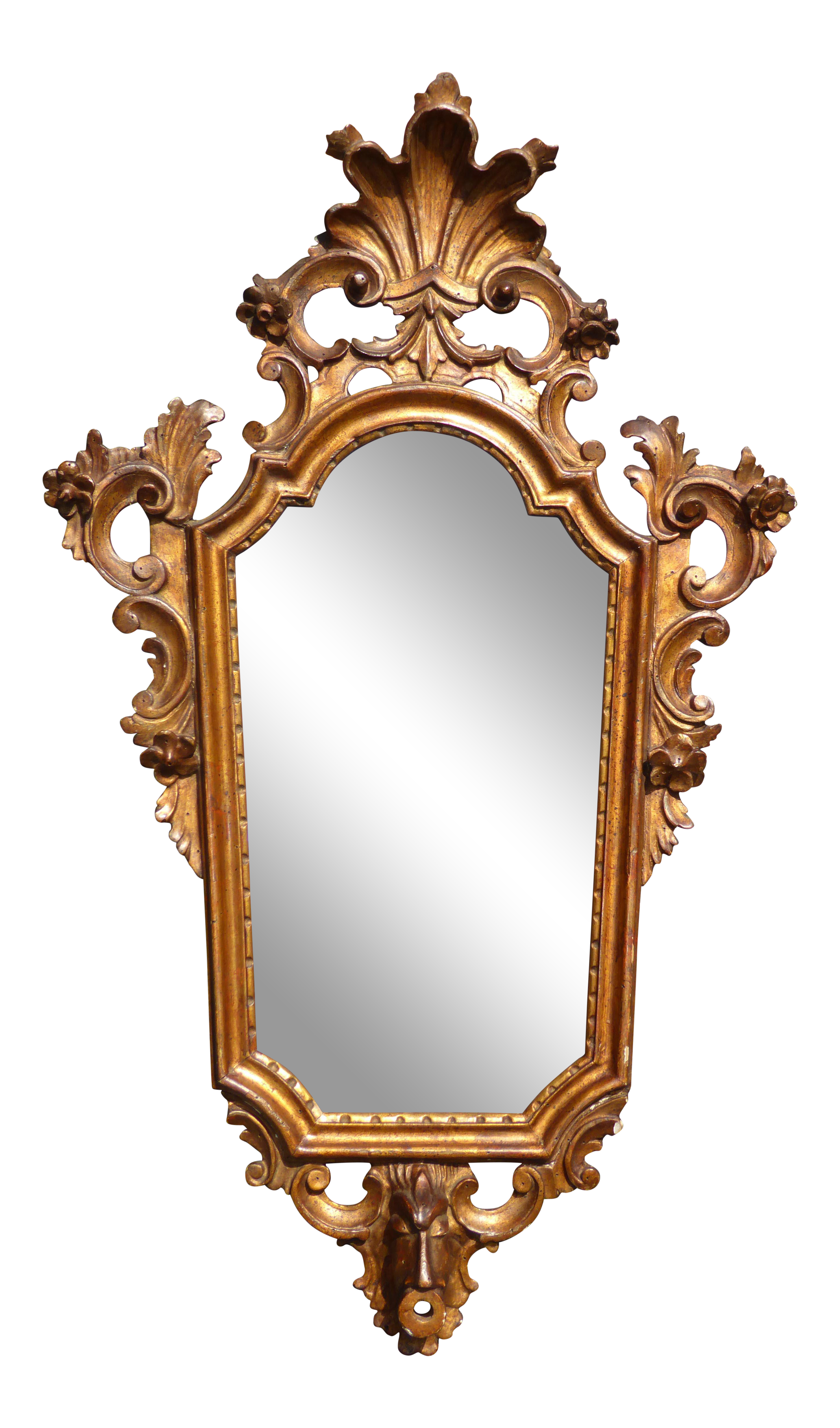 Vintage French Provincial Rococo Carved Wood Gold Wall Mirror Made Italy - image 0