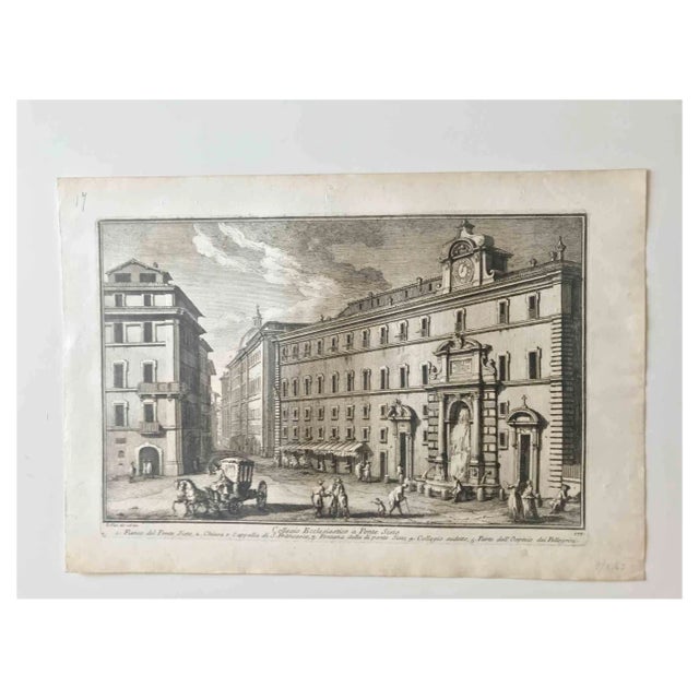 Giuseppe Vasi, Collegio Ecclesiastico a Ponte Sisto, Etching, Late 18th Century For Sale