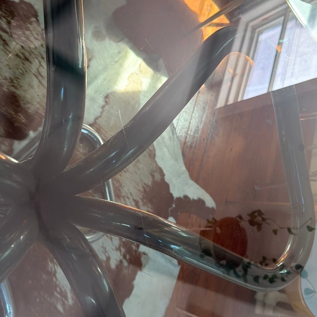 Metal Vintage Chrome and Glass Dining Table Attributed to Giotto Stoppino For Sale - Image 7 of 9