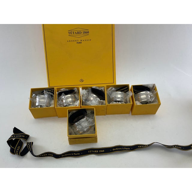 New 1990s Set of 6 Refined Sterling Silver Round Napkin Rings, Gadroon. For Sale - Image 4 of 18