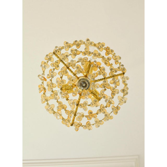 Vintage Murano Glass and Gilt Metal 4-Light Fruit Chandelier, 1970s For Sale - Image 10 of 11