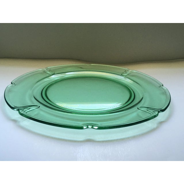 1930's Duncan Miller "Puritan "Green Glass Platter For Sale - Image 10 of 13