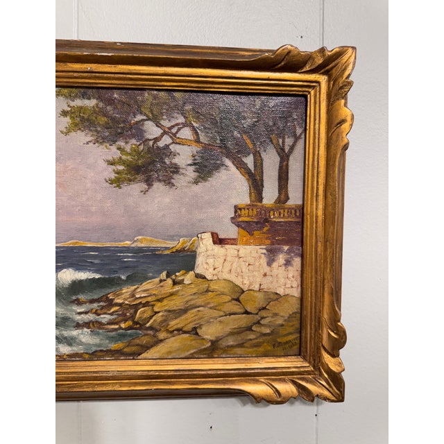 19th Century Oil on Canvas French Coastline For Sale - Image 4 of 7