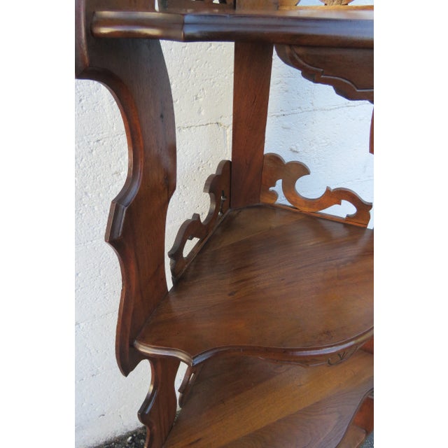 Victorian Eastlake Carved Tall Corner Display Shelves Etagere 5802 For Sale In Miami - Image 6 of 12