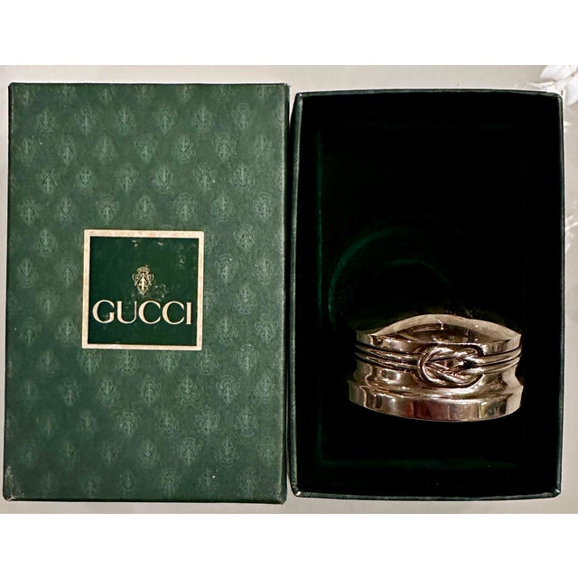 Metal Vintage Gucci Silver Plate Wine Stopper in Original Box For Sale - Image 7 of 12