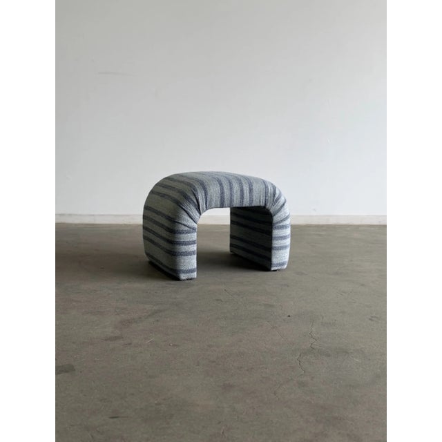 Blue Handcrafted Striped Waterfall Stool For Sale - Image 8 of 12
