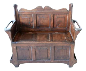 Antique Oak Bench With Storage