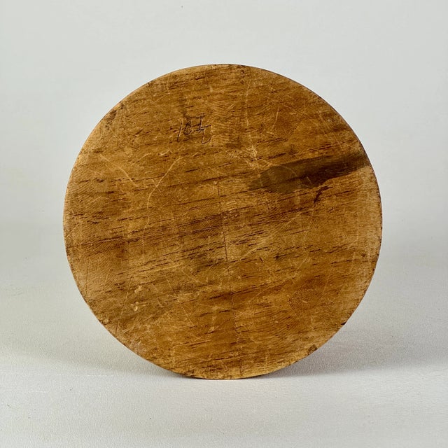 Brown Rare to Market Vintage Round Wooden Stained Glass Template Form For Sale - Image 8 of 8