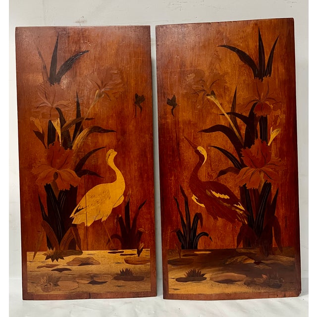 Art Nouveau Marquetry Panels in the style of Ecole de Nancy, 20th Century, Set of 2 For Sale - Image 15 of 15