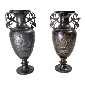 20th Century Pair of Chinese Silver Presentation Vases With Inscriptions, Republic Period