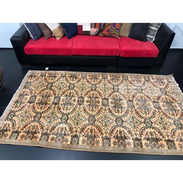 1960s Vintage Floral Design Anatolian Turkish Handmade Rug For Sale - Image 5 of 11
