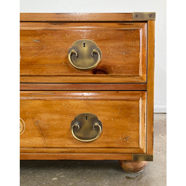 Vintage Henredon Two Drawer Campaign Chest Coffee Table For Sale In Kansas City - Image 6 of 11