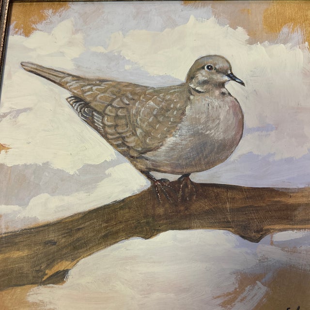 Contemporary original peace dove resting painting by Stephen Heigh. Signed and framed. Measures 10x10 or approximately...