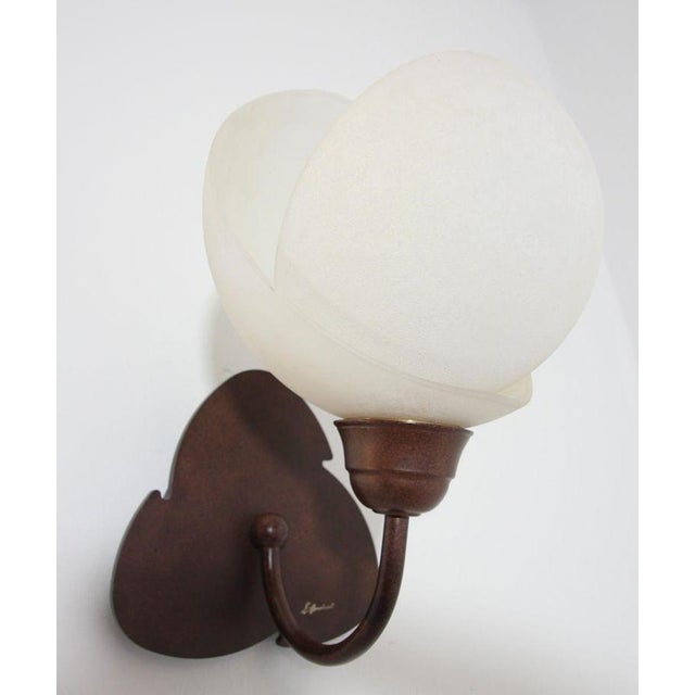 Italian Murano Frosted Glass and Bronze Finish Wall Sconce Clover Base For Sale - Image 13 of 18