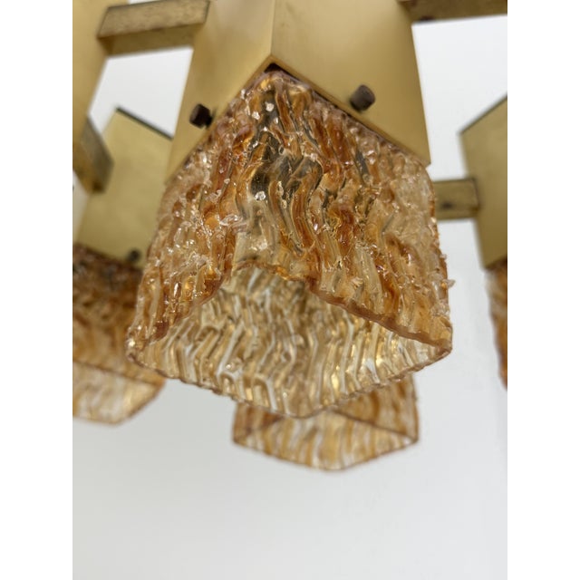 Gold Nine-Light Chandelier in the style of Gaetano Sciolari for Stilnovo, 1970 For Sale - Image 8 of 10