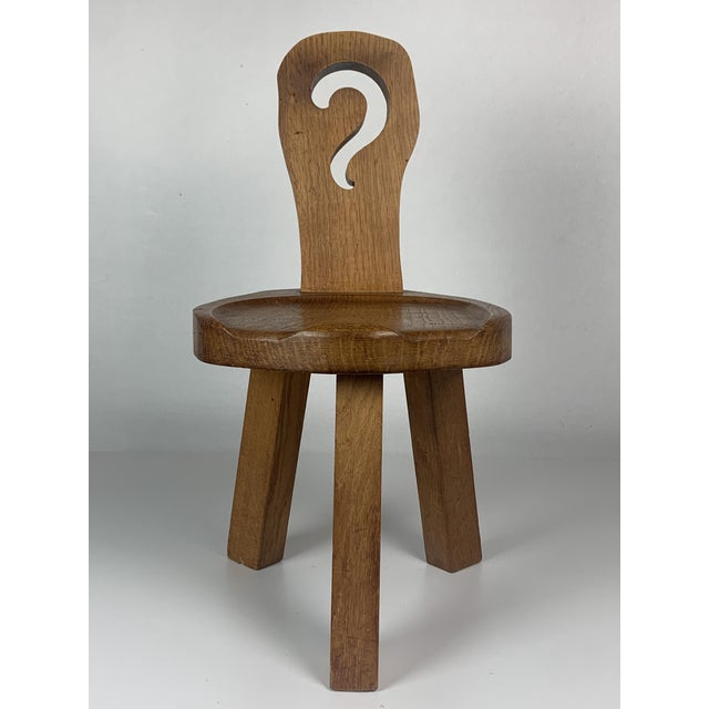 Sculptural oak brutalist chunky tripod stool, ca 1960s. This low stool is in a lovey condition. Aged to perfection with...