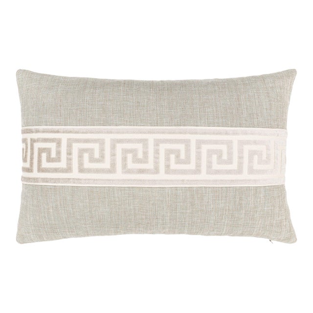 Scalamandre 22" x 14" Greek Key Lumbar Pillow in Sag Harbor For Sale