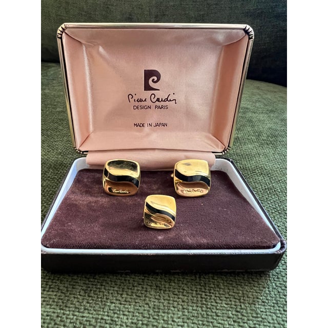 Rare Vintage PIERRE CARDIN CUFFLINKS & Tie Pin In Original Case Circa "1960" For Sale - Image 18 of 18