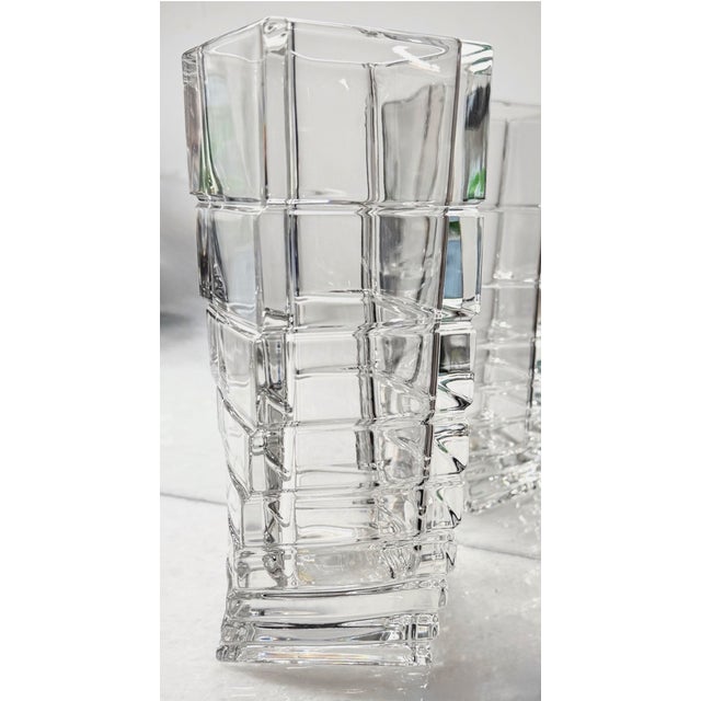 Circa 1985 Christa Hausler-Goltz Rosenthal Germany Colorless Crystal Turnus Vase For Sale - Image 4 of 9
