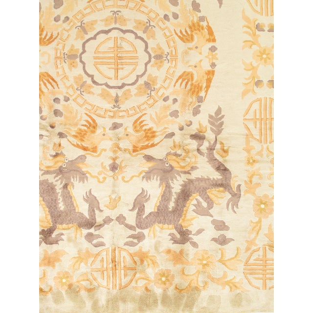 Early 20th-Century Chinese Mongolian Dragon Rug with Shou Medallion, Handmade For Sale - Image 17 of 17