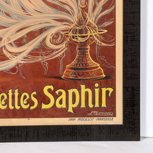 Printmaking Materials Art Nouveau Cigarettes Saphir Advertisement Poster For Sale - Image 7 of 13