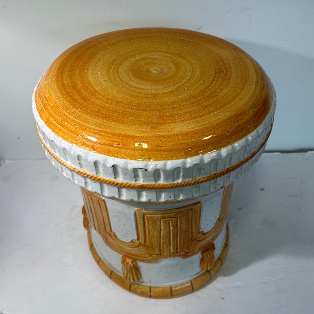 1970s Ceramic Footstool With Tassel Design For Sale - Image 4 of 6
