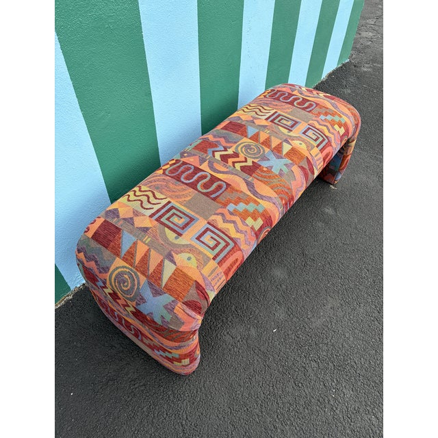 Postmodern Postmodern Upholstered Waterfall Bench by Lazar Industries East. Circa 1980s For Sale - Image 3 of 18