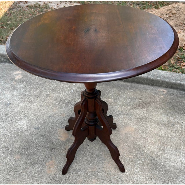 Antique Tilt Top Victorian Side Table For Sale - Image 9 of 11