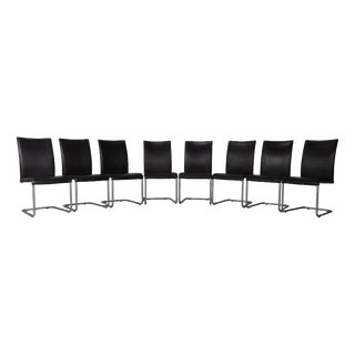 D2 Leather Cantilever Chairs in Black by Hülsta, Set of 8 For Sale