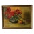 Bright Cheerful Vintage Oil Painting Floral Zinnia's and Fruit With Snail Signed For Sale