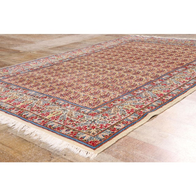 Ivory Antique Persian Kerman Rug, 04'11 X 07'08 For Sale - Image 8 of 10