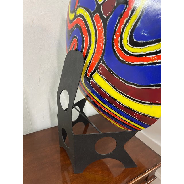 Larry Domsky Multi Color Glass Art With Metal Stand For Sale In Chicago - Image 6 of 10