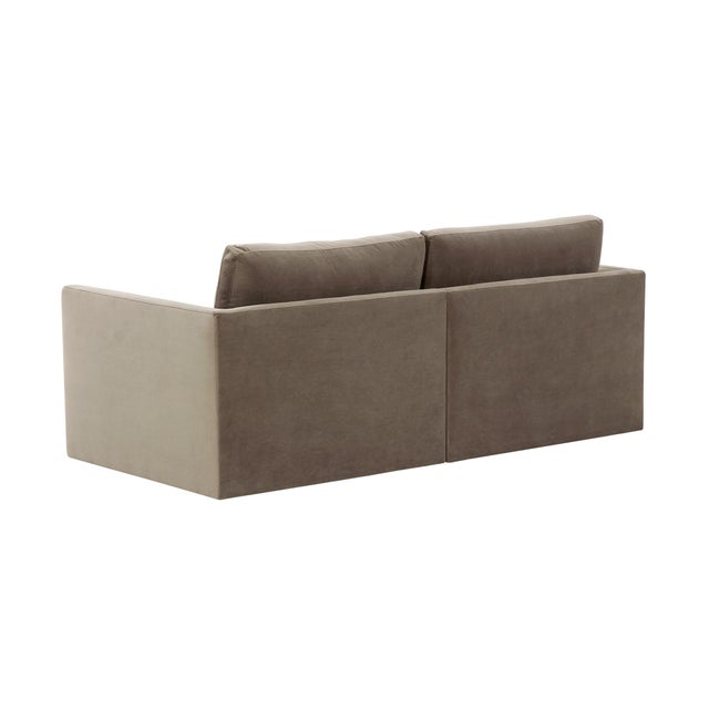 Willow Taupe Modular Performance Velvet Loveseat For Sale - Image 4 of 6
