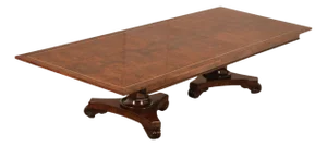 Custom Regency Style Burl Walnut Double Pedestal 12' Dining Table