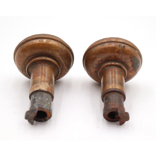 Pair of Antique Bronze Niles Chicago Passage Door Knobs For Sale - Image 4 of 4