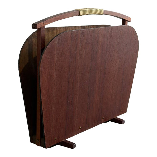 Teak Magazine Holder Danish Mid-Century Modern Vintage For Sale