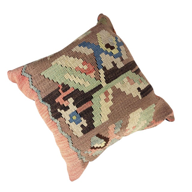 Superb Vintage Tribal Kilim Pillow Cover 16 by 16" For Sale - Image 4 of 6