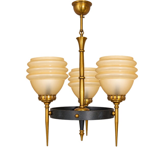 Mid-Century Modern Glass Chandelier, 1960s For Sale